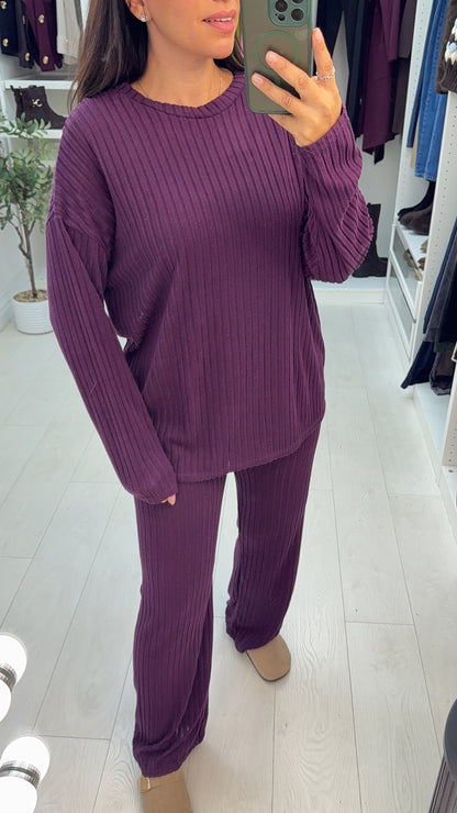Gwendolyn Plain Ribbed Loungewear Set