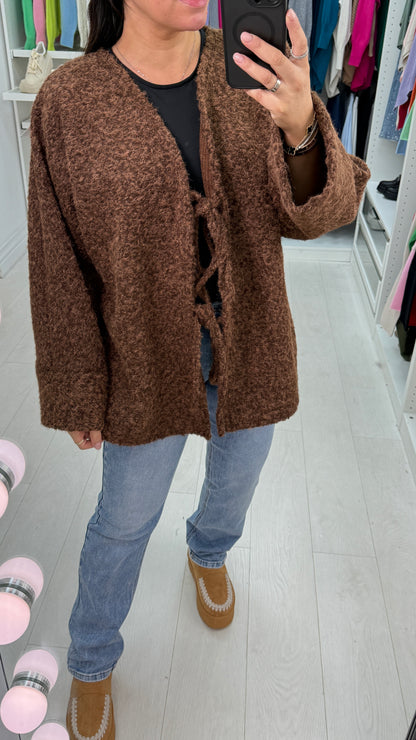 Georgie Boucle Tie Front Cardigan