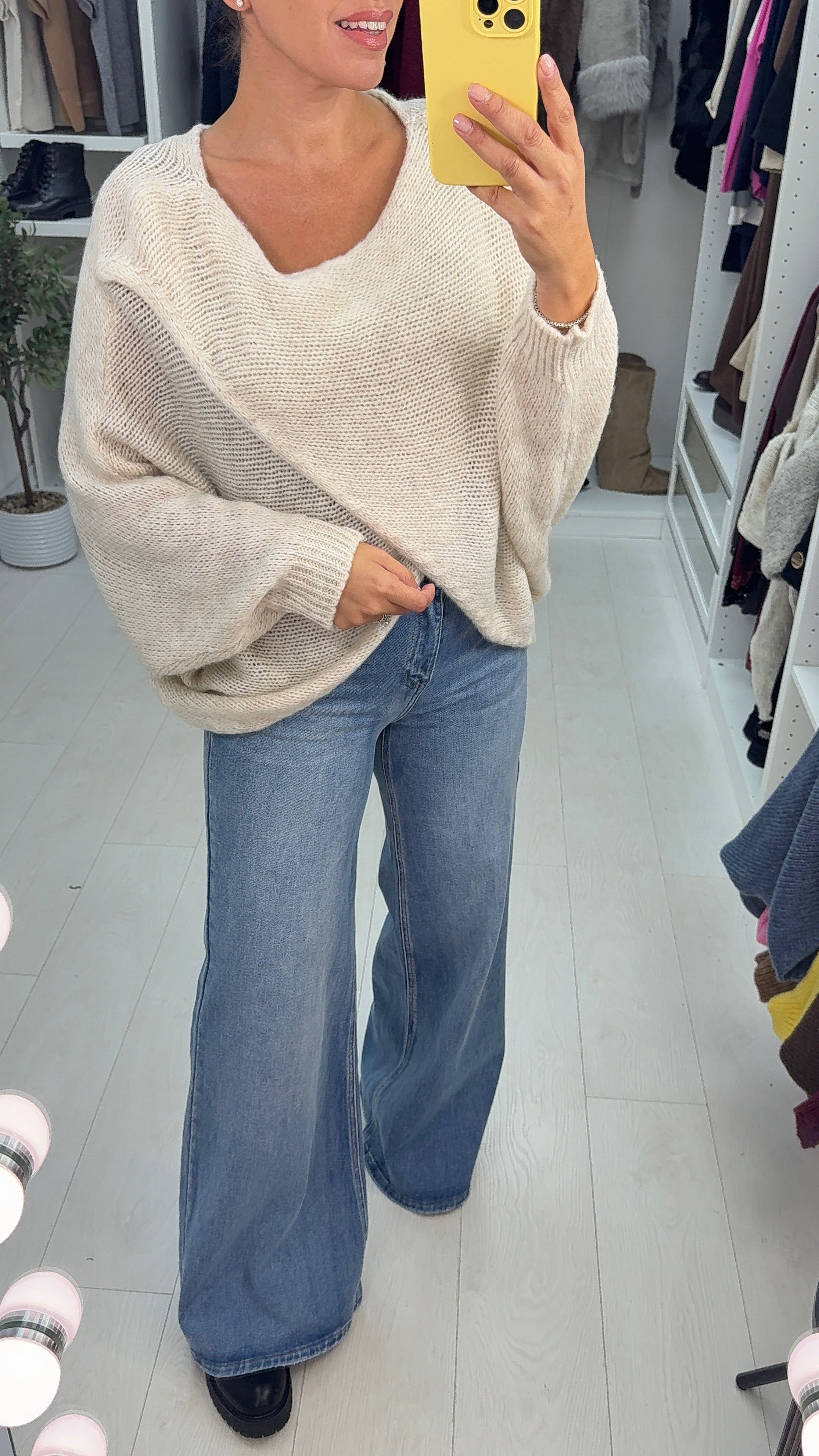 Ingrid Plain Wrap Front Chunky Knit Jumper