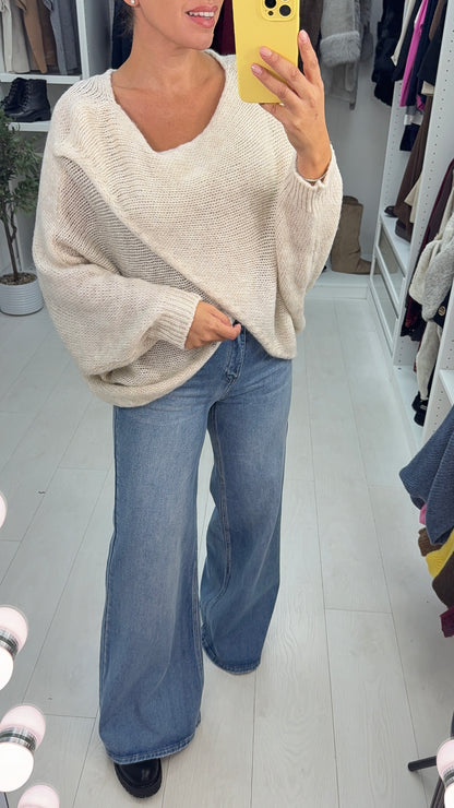 Ingrid Plain Wrap Front Chunky Knit Jumper