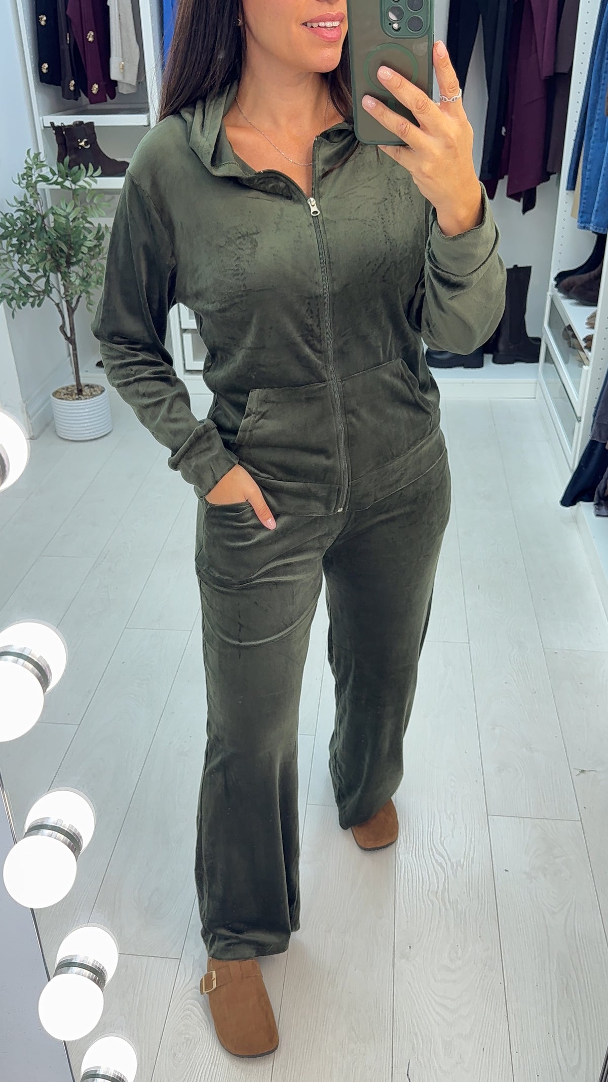 Oksana Velour Zip-Up Hoodie Loungewear Set