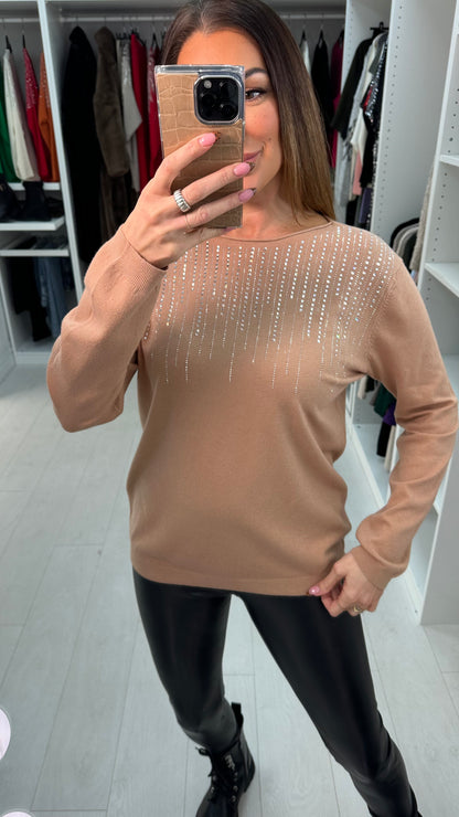 Kallie Diamante Embellished Thin Knit Jumper