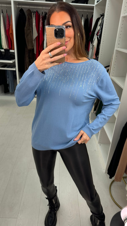 Kallie Diamante Embellished Thin Knit Jumper