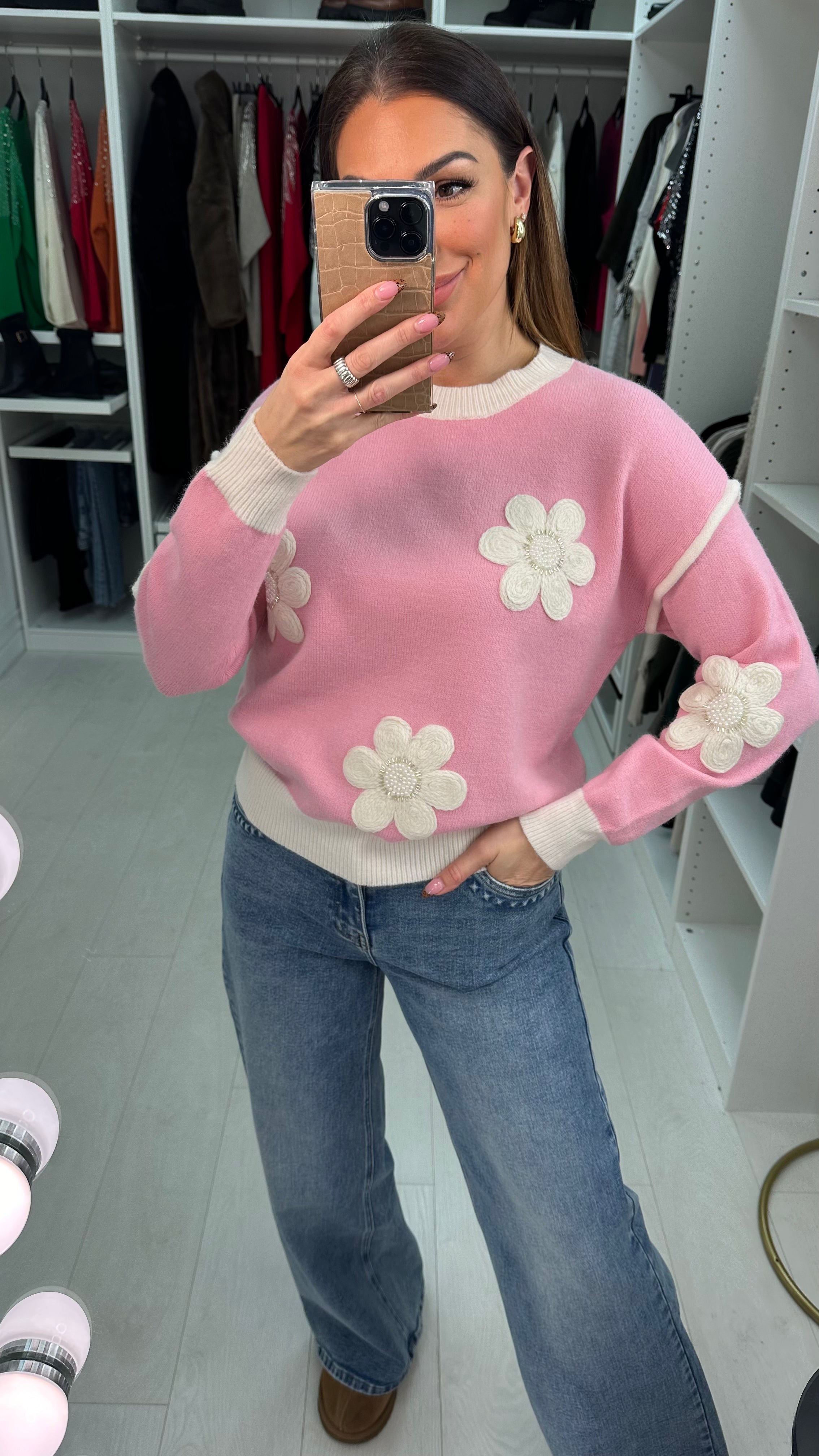 Marcelo Embellished Flower Detailed Knit Jumper