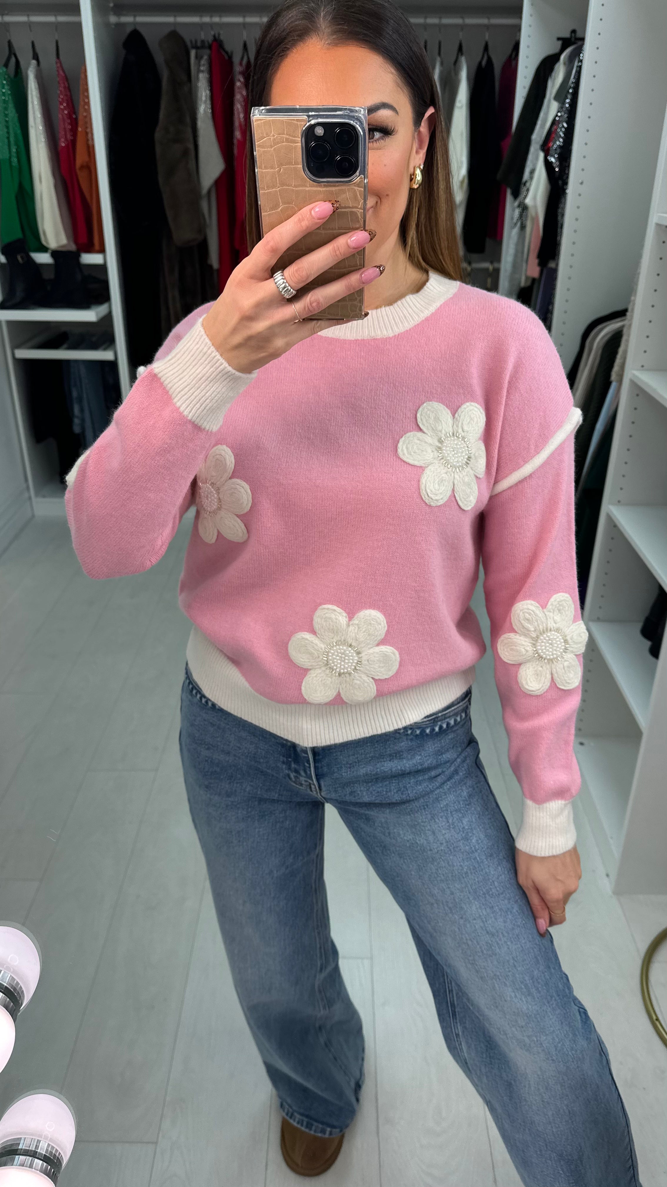 Marcelo Embellished Flower Detailed Knit Jumper