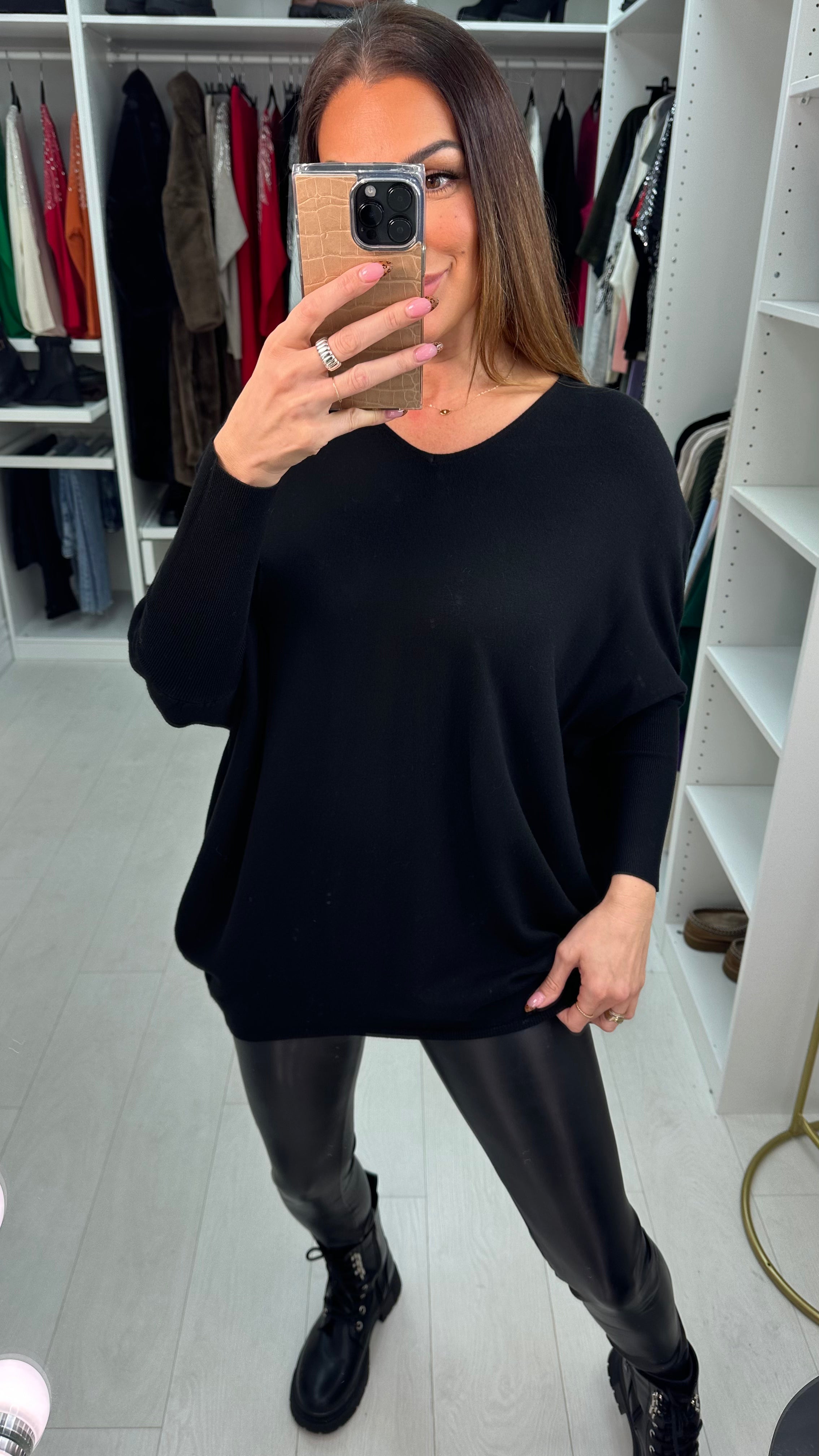 Layley V-Neck Back Detail Knit Jumper