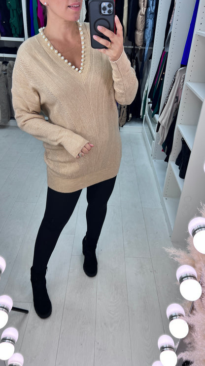 Gasira Pearl V-Neck Knitted Jumper