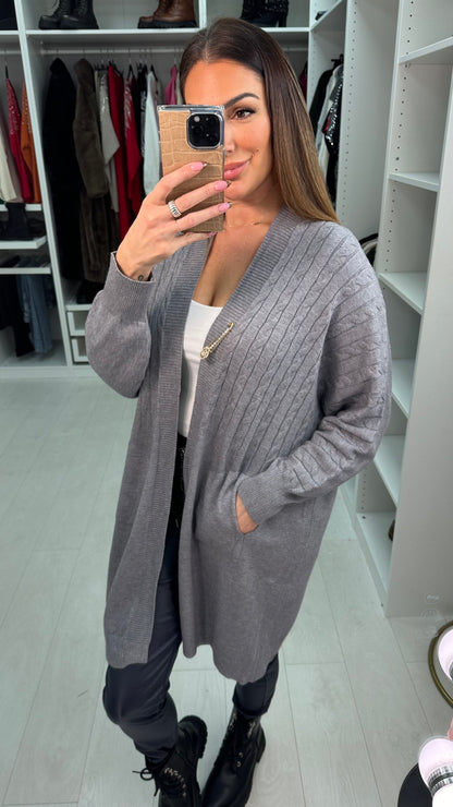 Libby Cable Knit Detail Brooch Cardigan