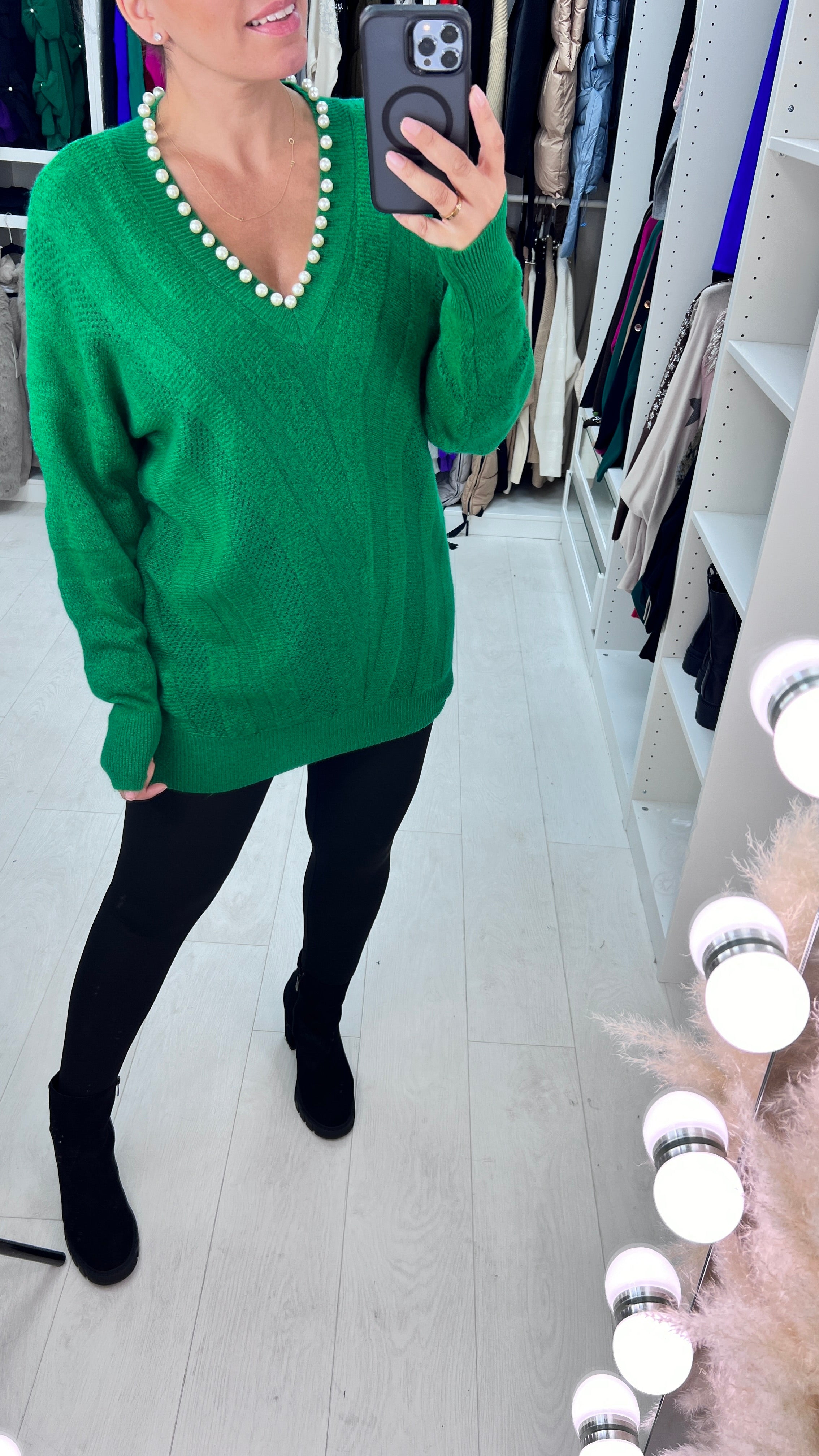 Gasira Pearl V-Neck Knitted Jumper