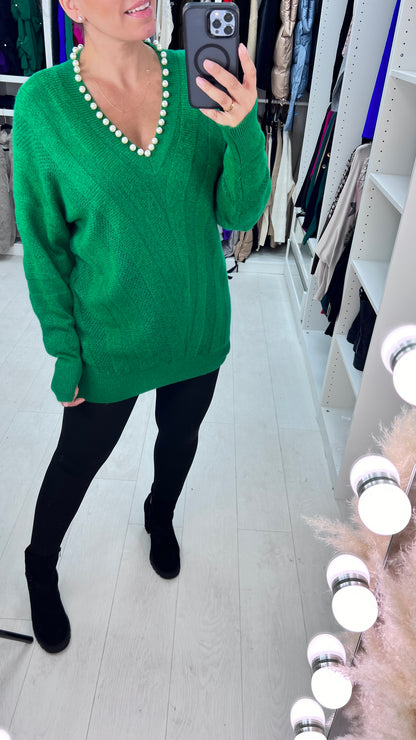 Gasira Pearl V-Neck Knitted Jumper