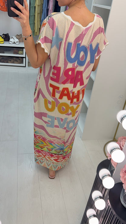 Mariane 'You Are What You Love' Slogan Loose Fit Dress