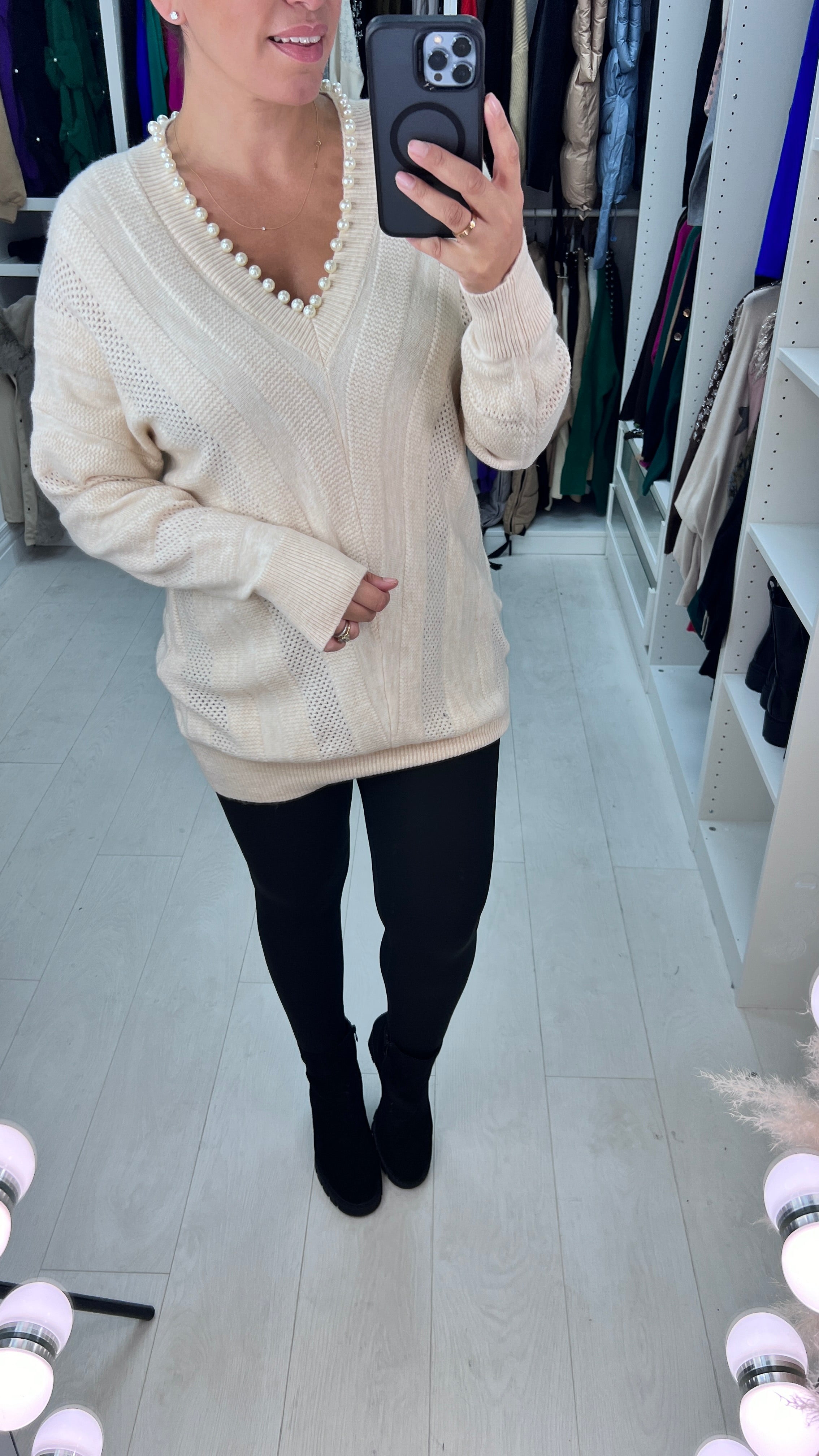 Gasira Pearl V-Neck Knitted Jumper