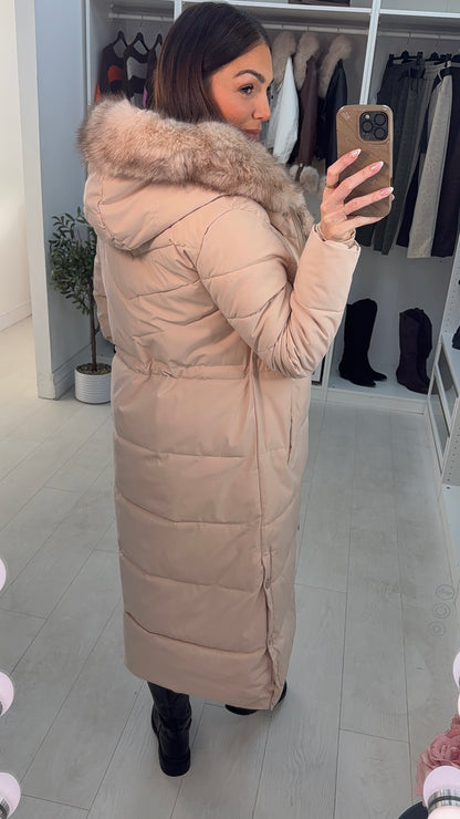 Nicolette Faux Fur Hooded Longline Coat