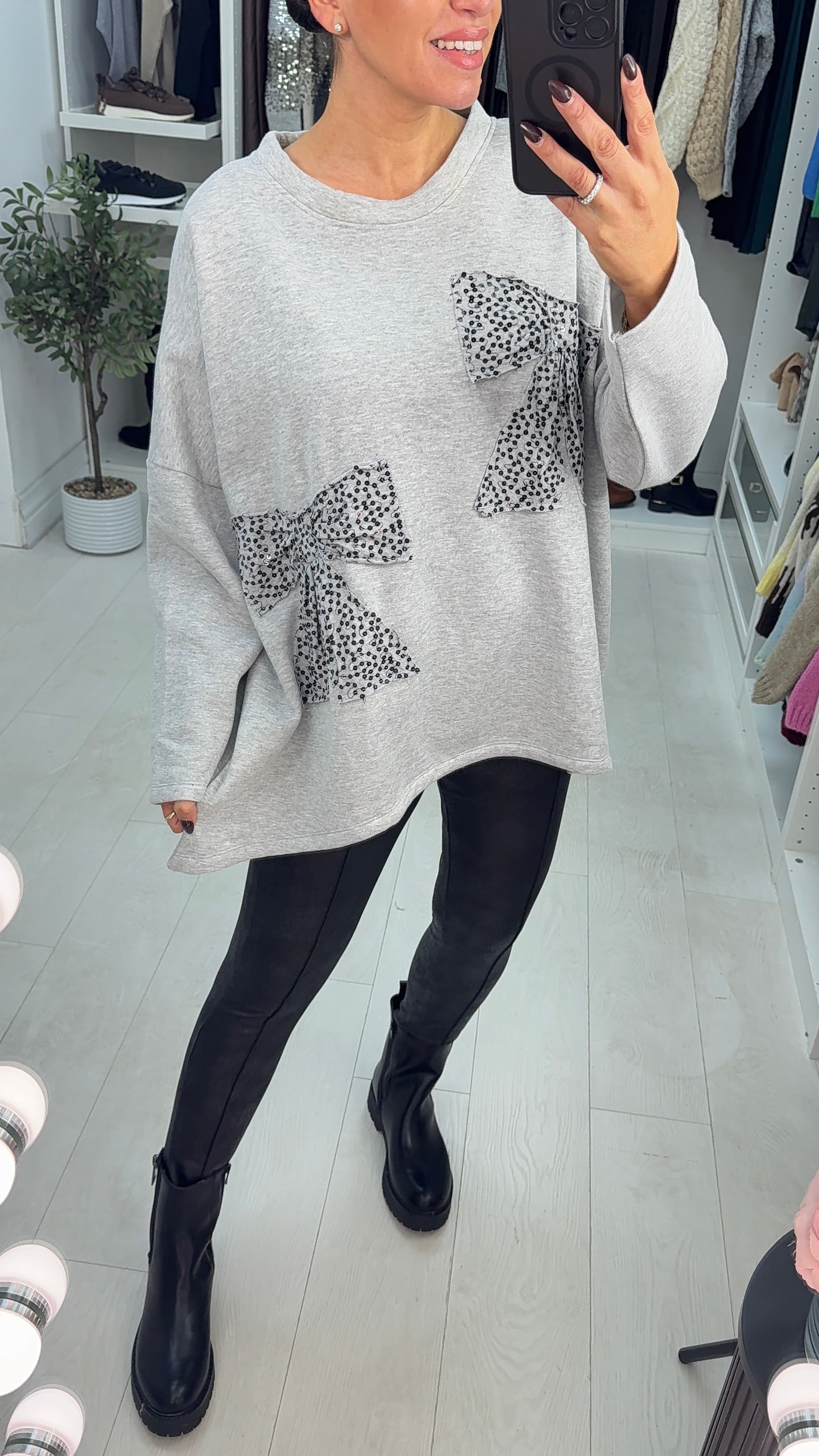 Tilly Sequin Bow Loose Fit Sweatshirt