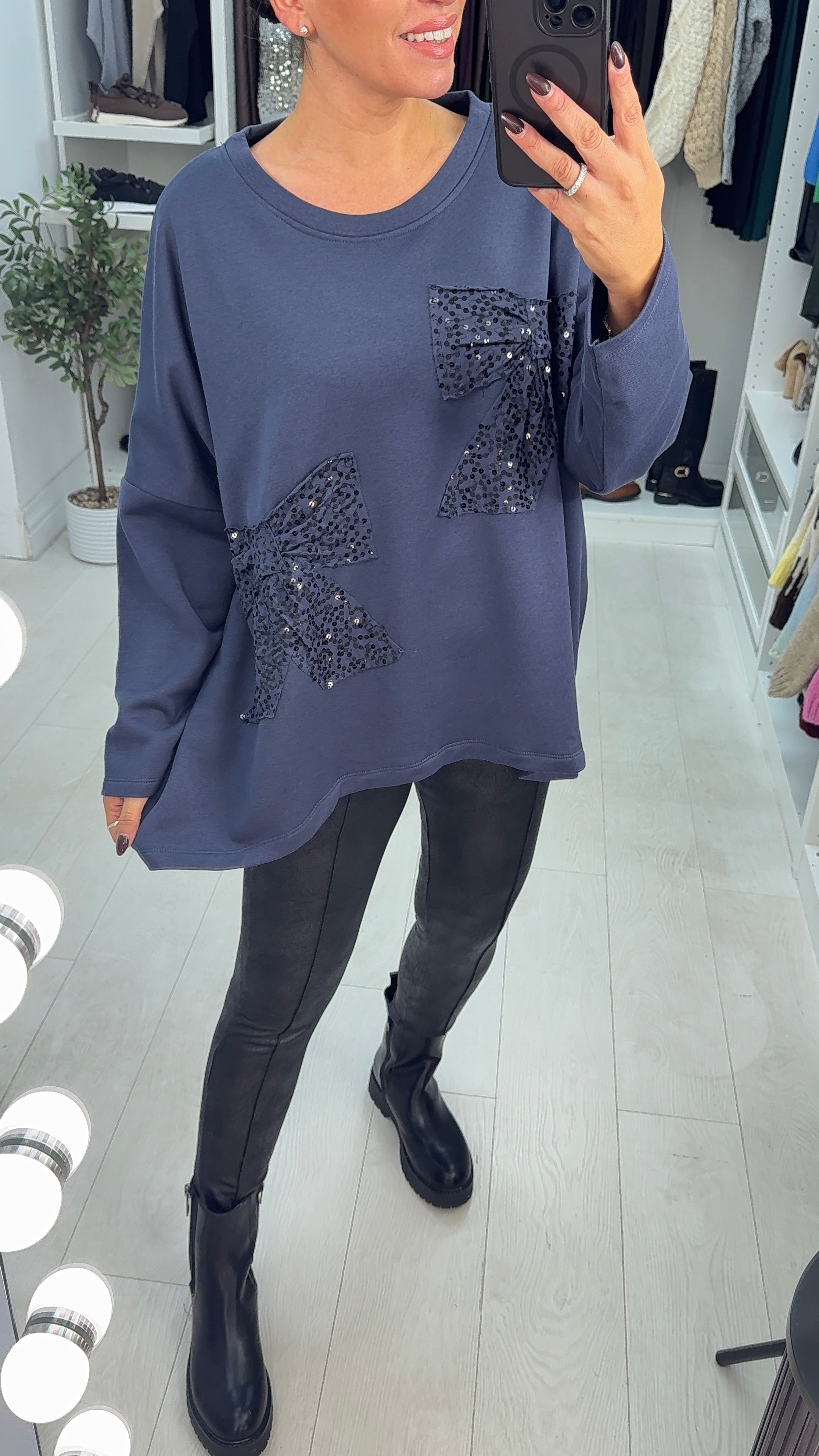 Tilly Sequin Bow Loose Fit Sweatshirt