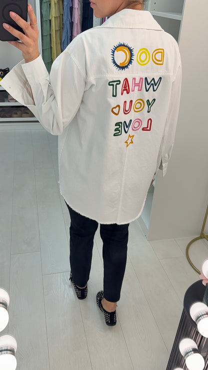 Norah 'DO WHAT YOU LOVE' Slogan Denim Shirt