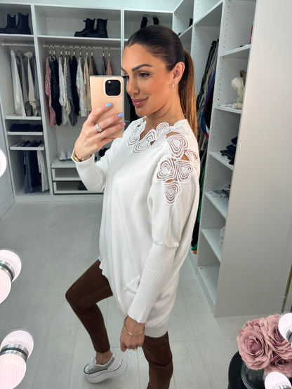 Senada Crochet Heart Neckline Jumper