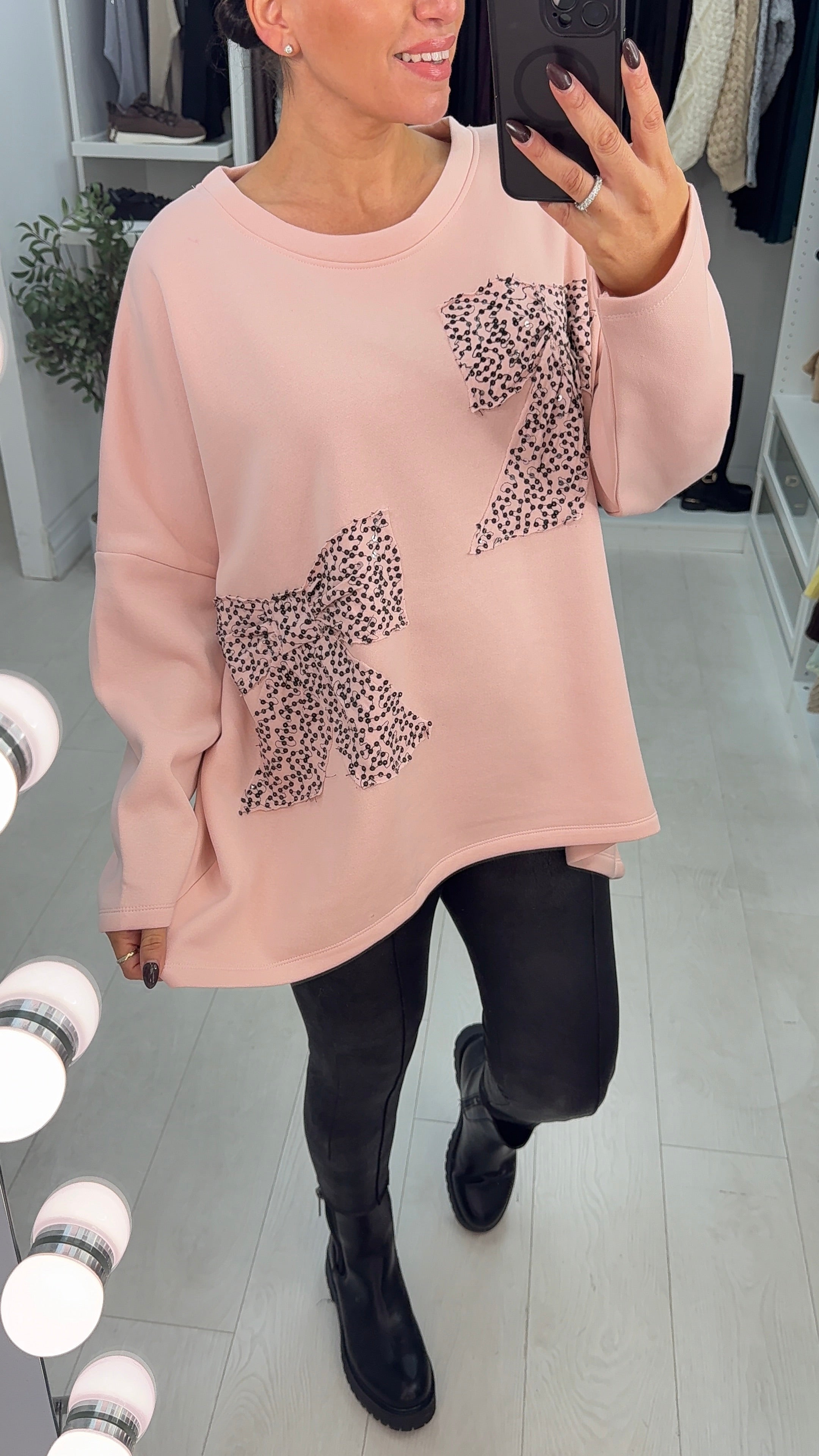 Tilly Sequin Bow Loose Fit Sweatshirt