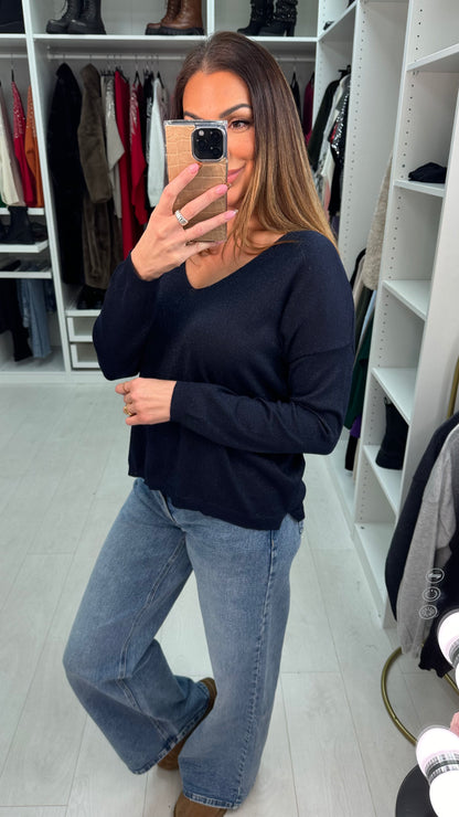 Roseanne Lurex V Neck Thin Knit