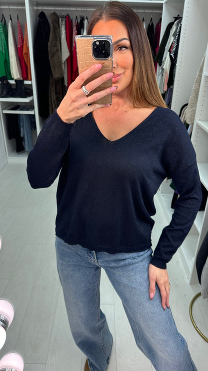 Roseanne Lurex V Neck Thin Knit