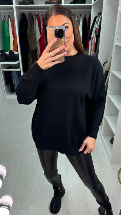 Asher Oversized Plain High Neck Jumper