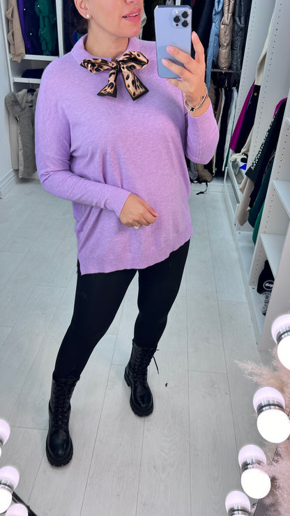 Stassie Leopard Bow Detail Oversized Jumper