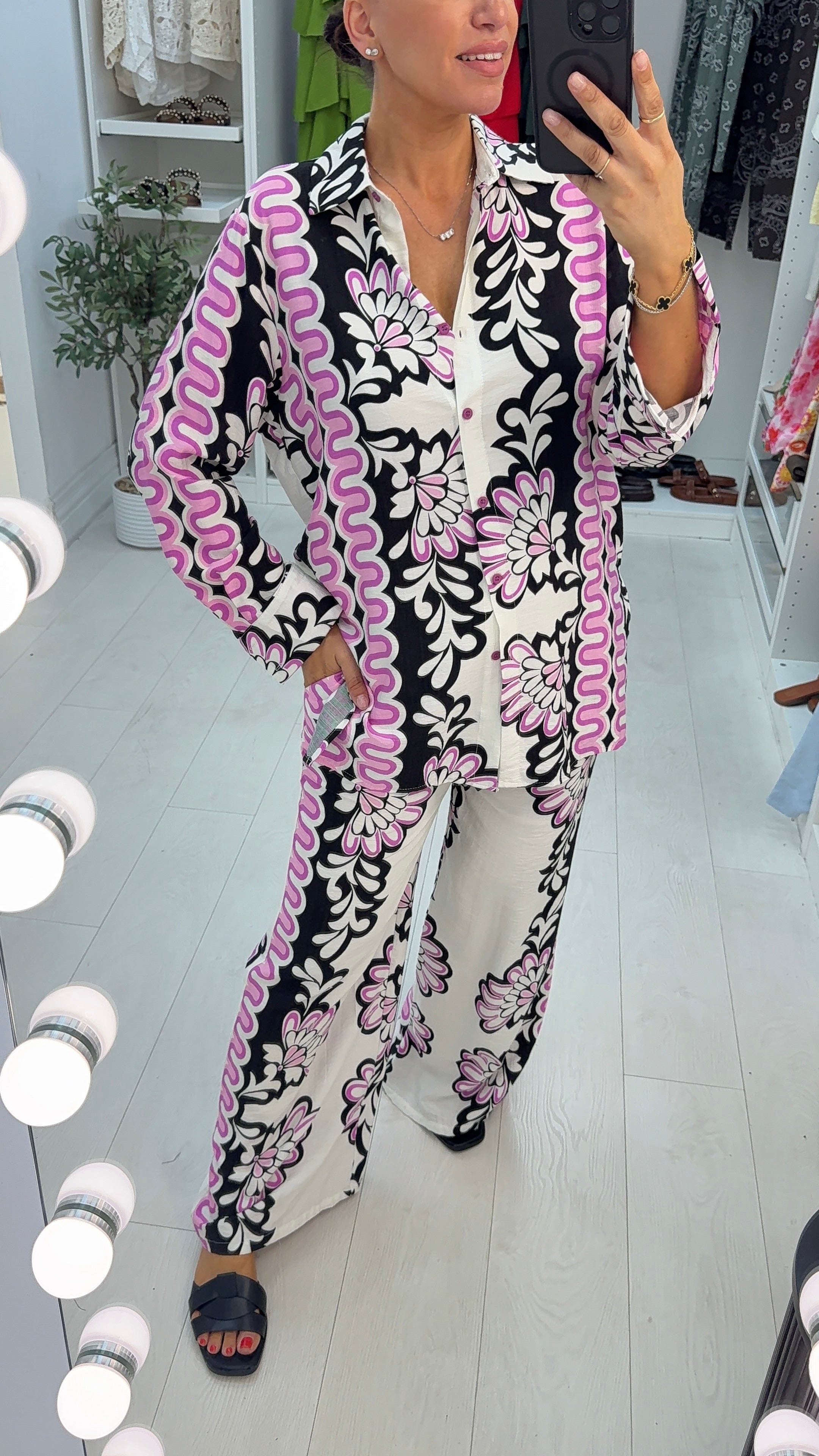 Phillis Abstract Print Shirt Co-Ord Set