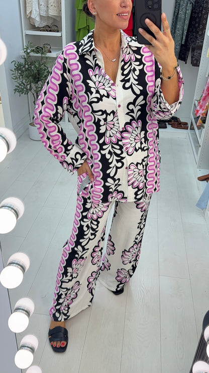 Phillis Abstract Print Shirt Co-Ord Set