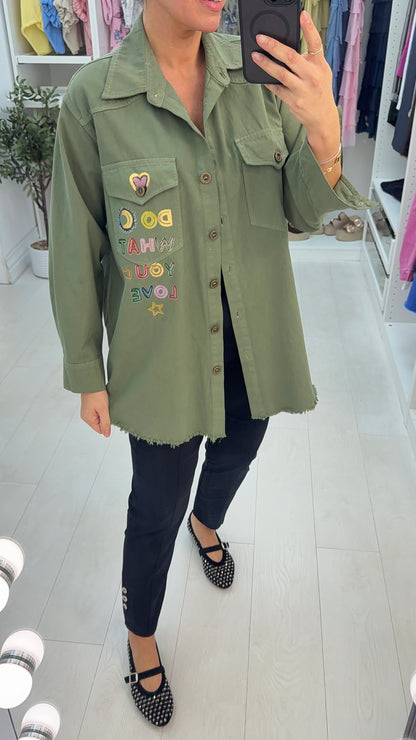 Norah 'DO WHAT YOU LOVE' Slogan Denim Shirt