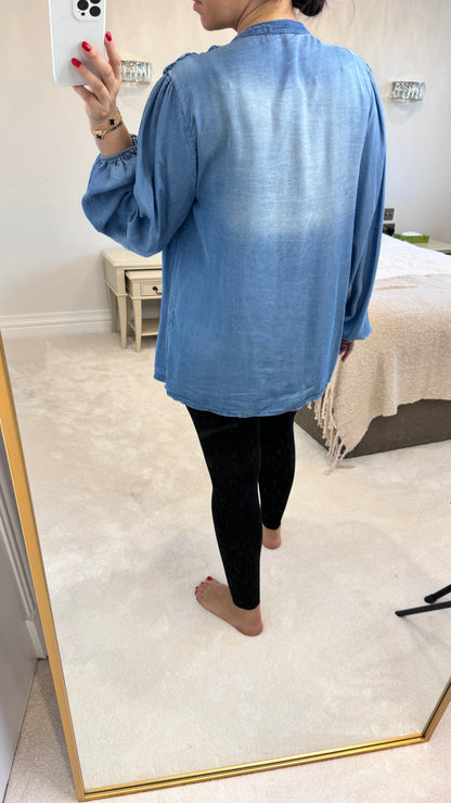 Ilya Denim Ruched Front Shirt