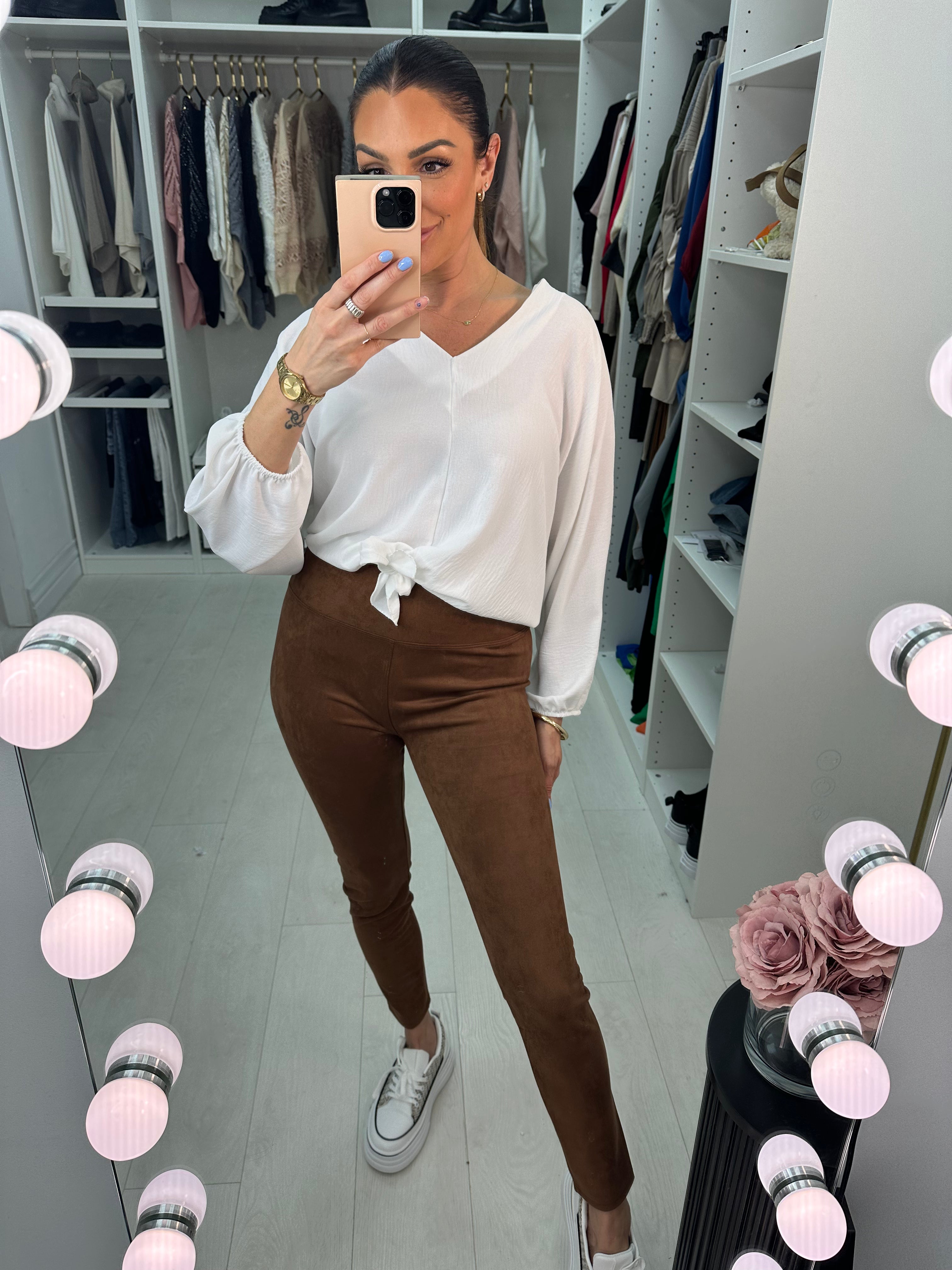 Palma Super Soft Faux Suede Camel Leggings