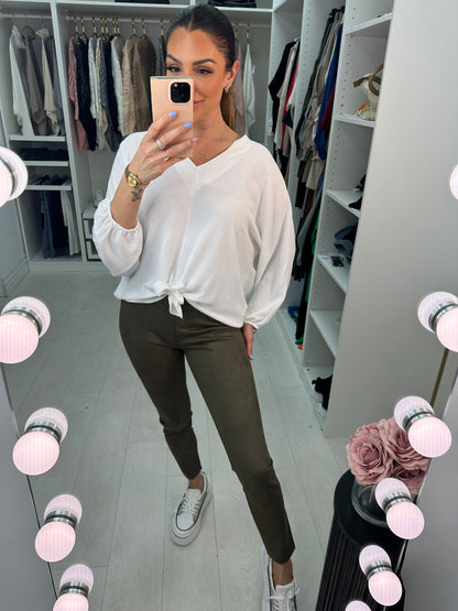 Palma Super Soft Faux Suede Khaki Leggings