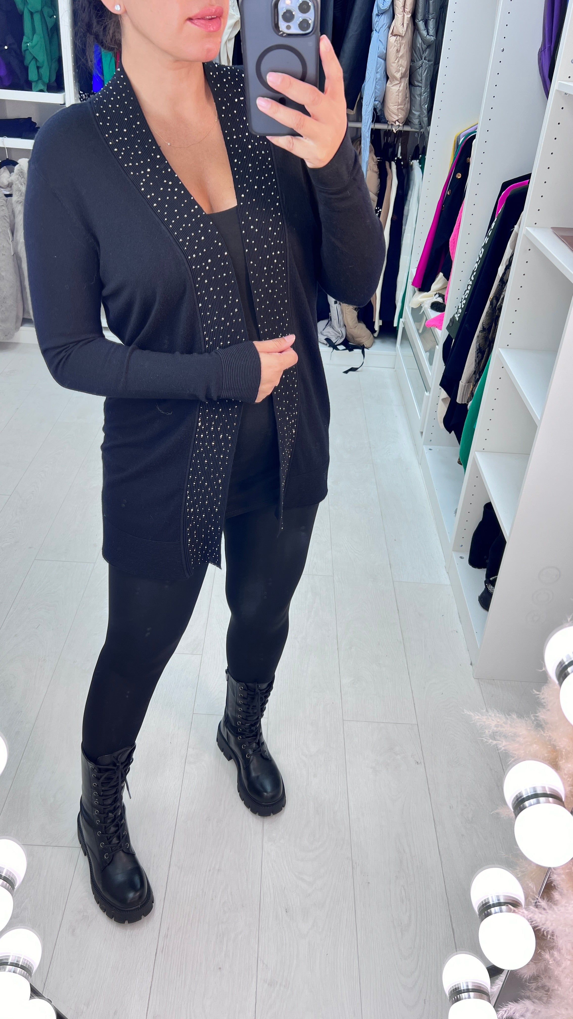 Mally Diamante Drape Front Cardigan