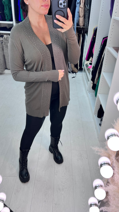 Mally Diamante Drape Front Cardigan