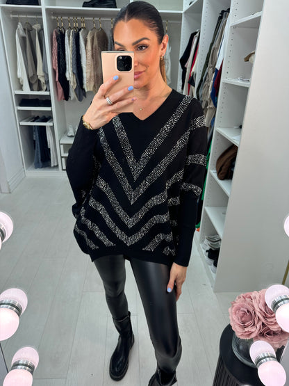 Lauren Embellished V Neck Jumper