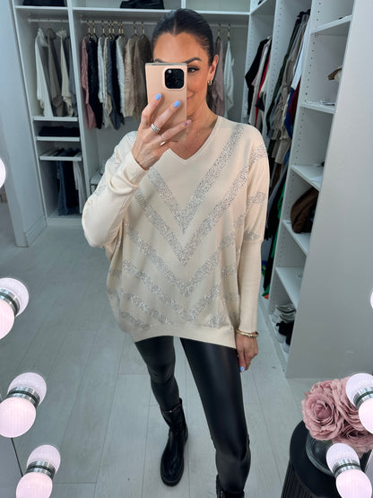 Lauren Embellished V Neck Jumper