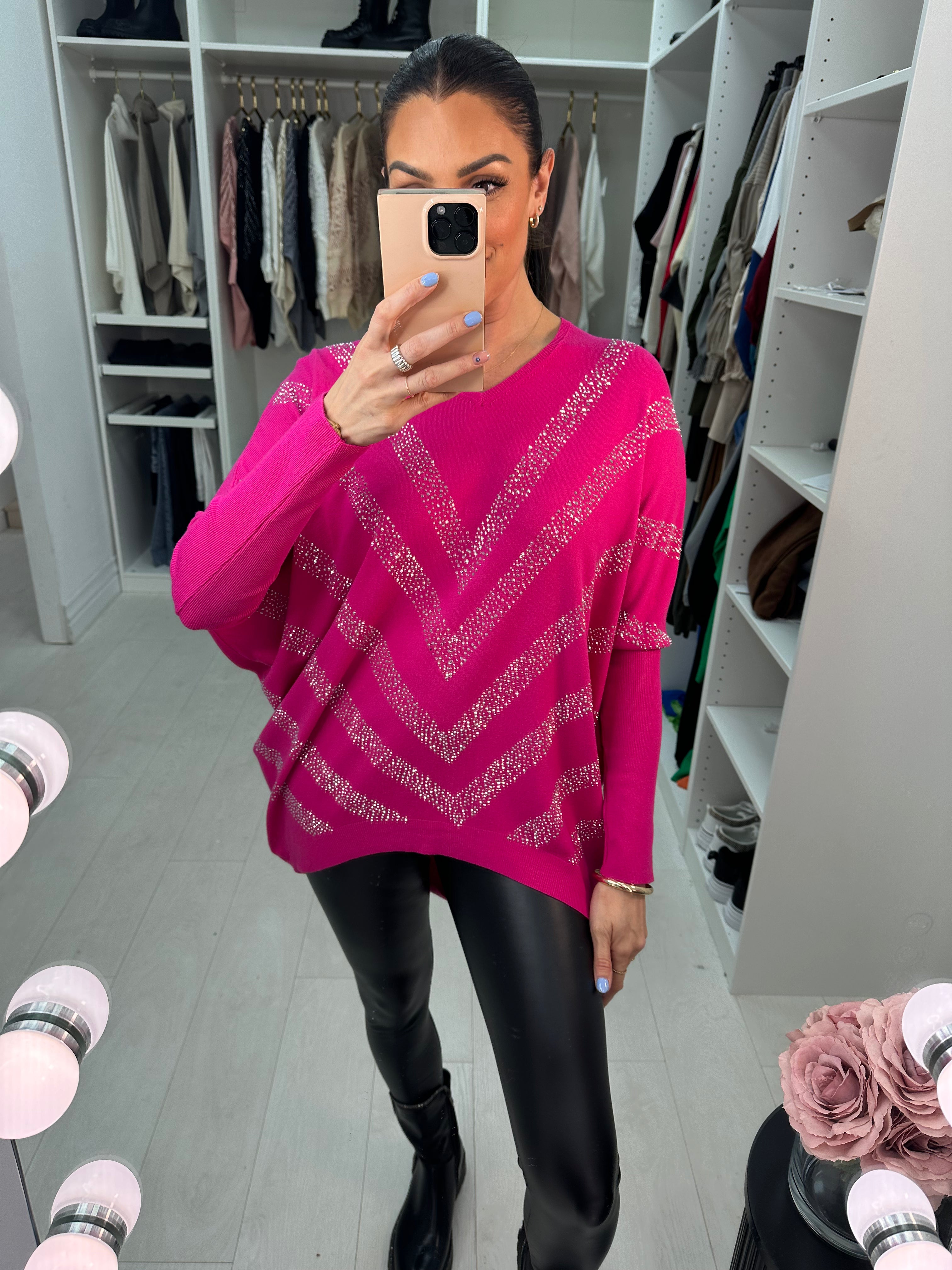 Lauren Embellished V Neck Jumper