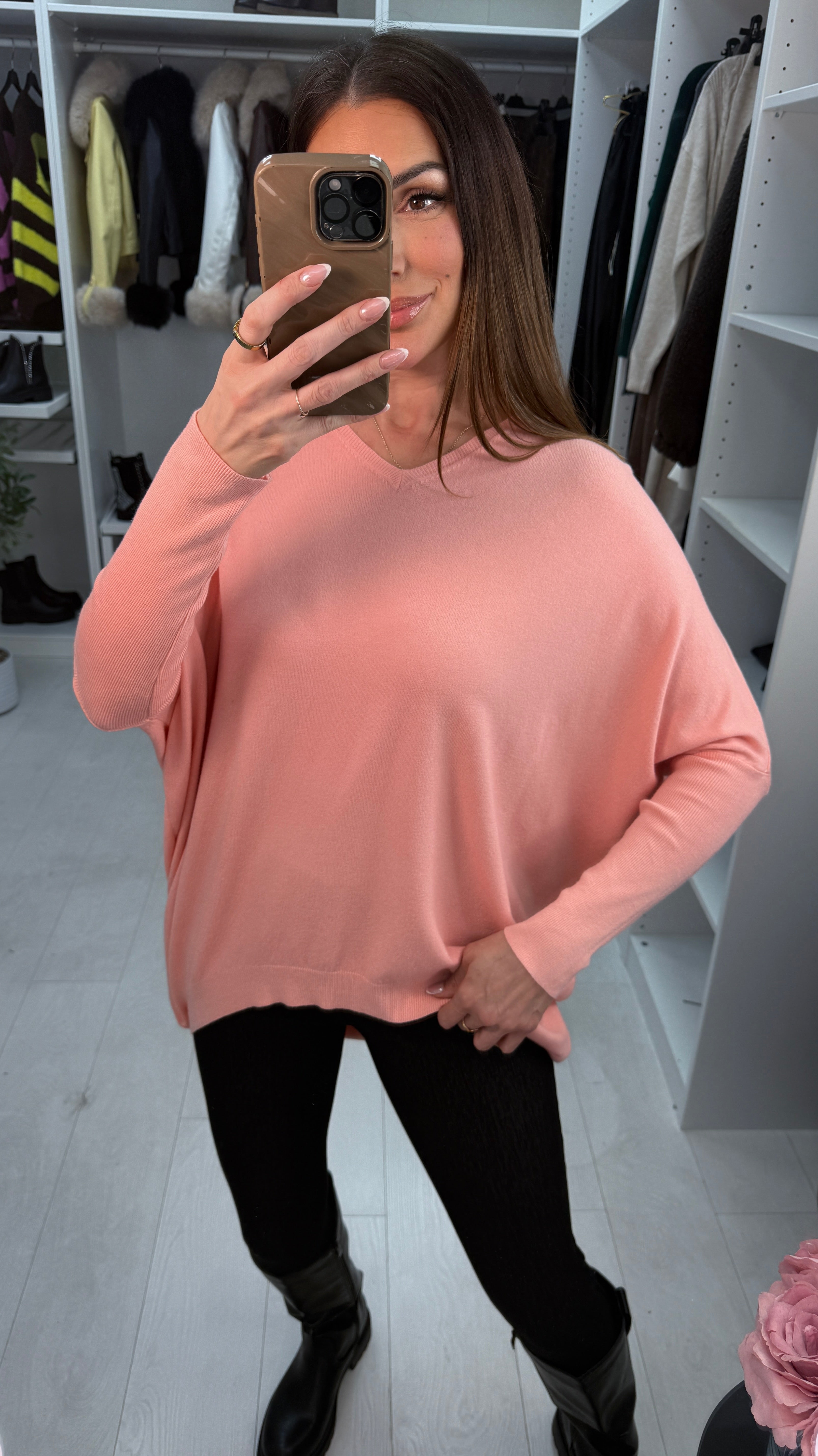 Olia Diamante Bow Back Loose Fit Jumper