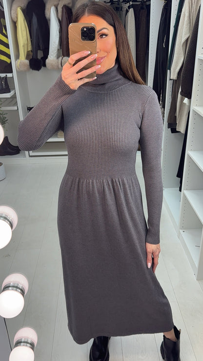Netima Plain Roll Neck Jumper Dress