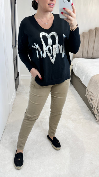 Elora 'Amour' Diamante Detail Fine Knit Jumper