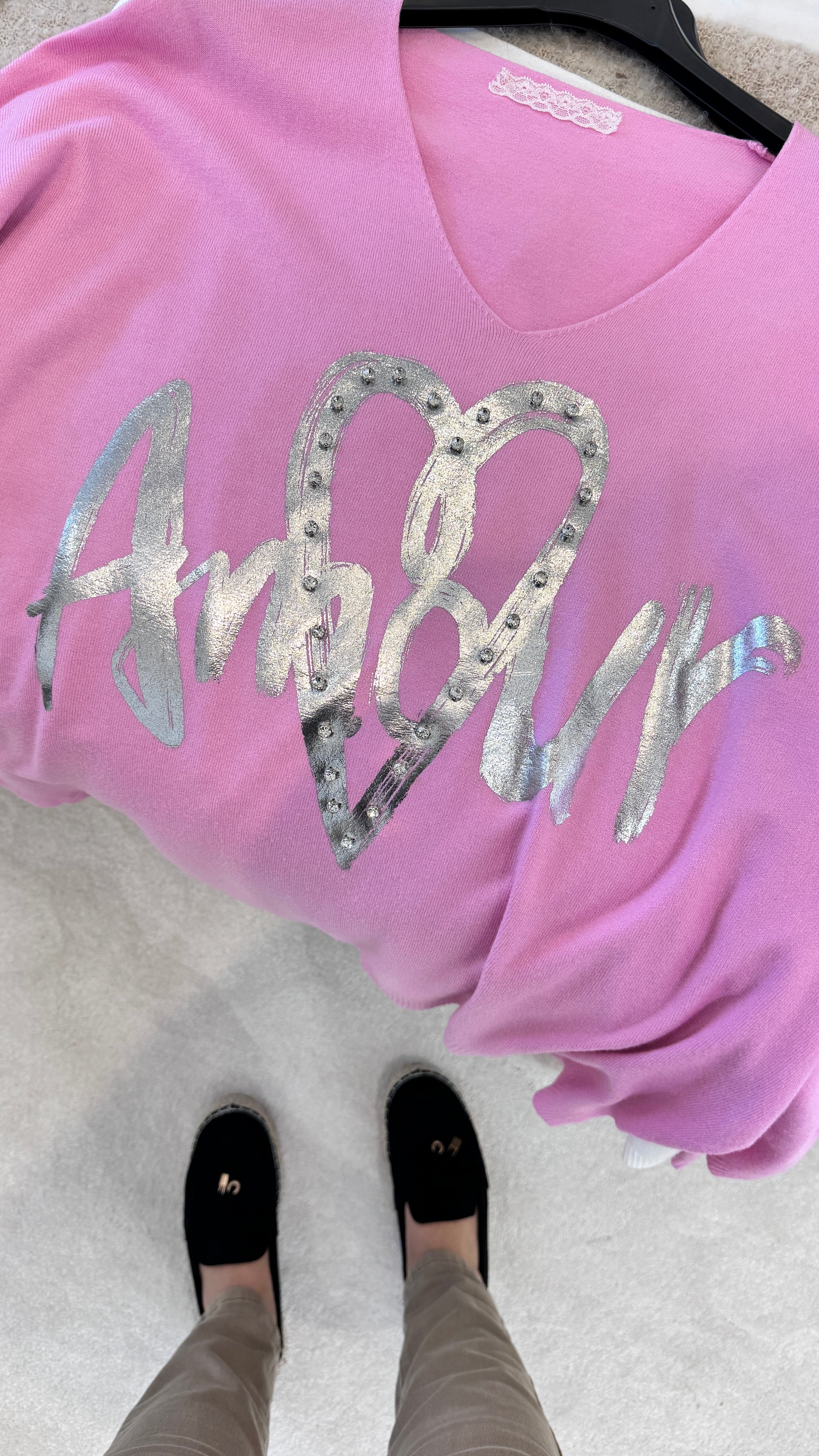 Elora 'Amour' Diamante Detail Fine Knit Jumper