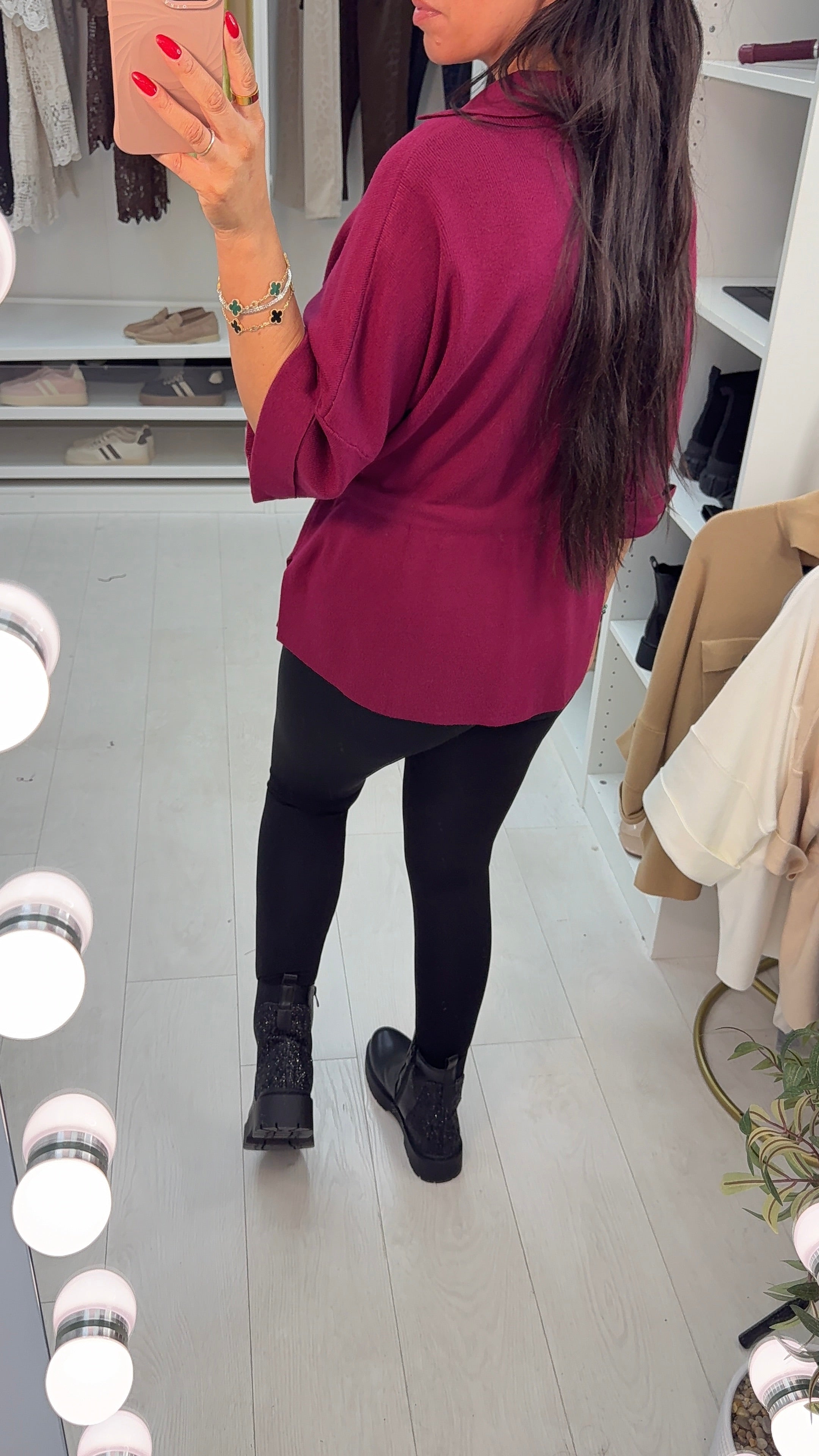 Rita Plain Zip Front Tie Waist Jumper