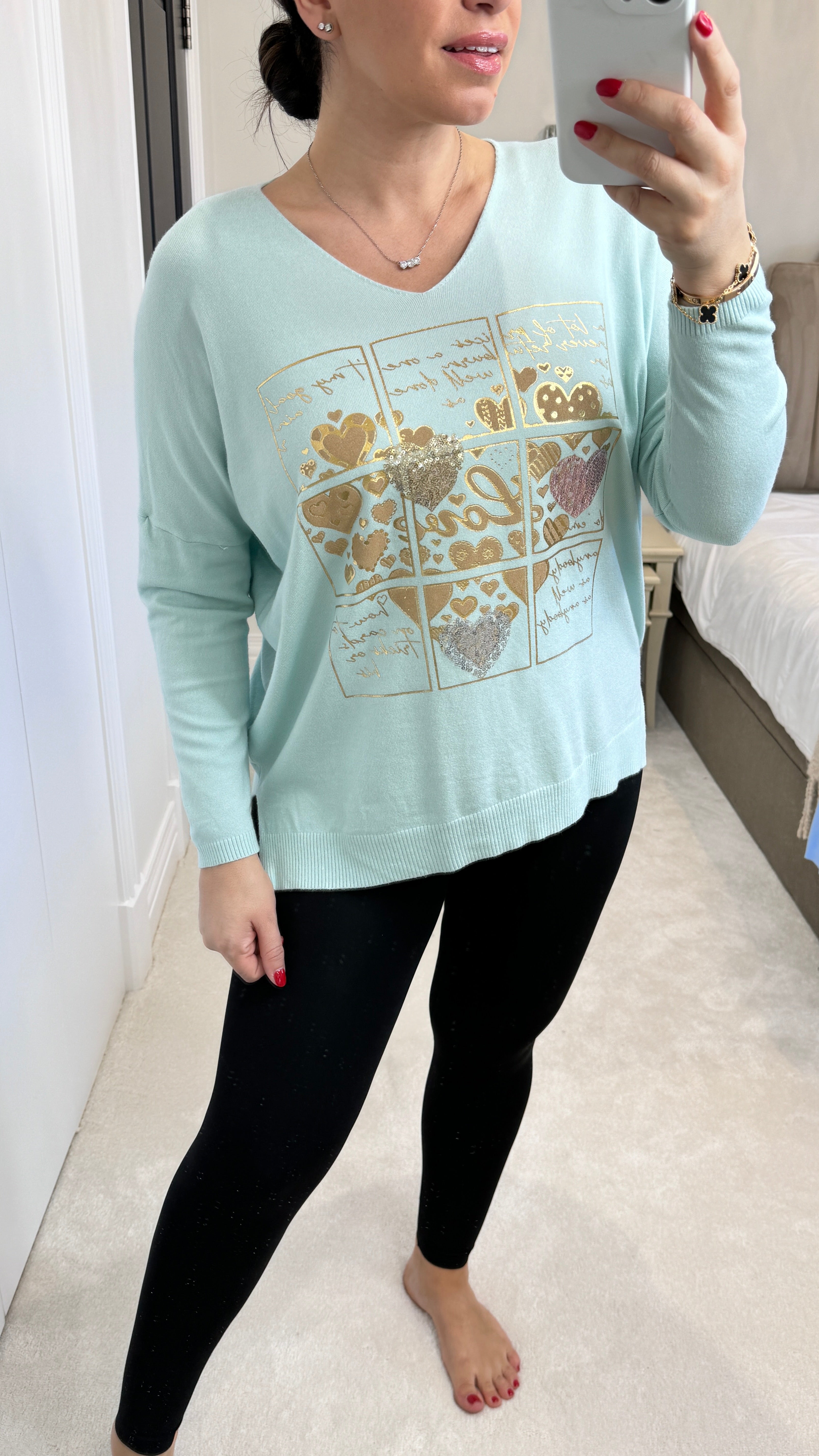 Demi 'Love' Metallic and Sequin Detail Fine Knit