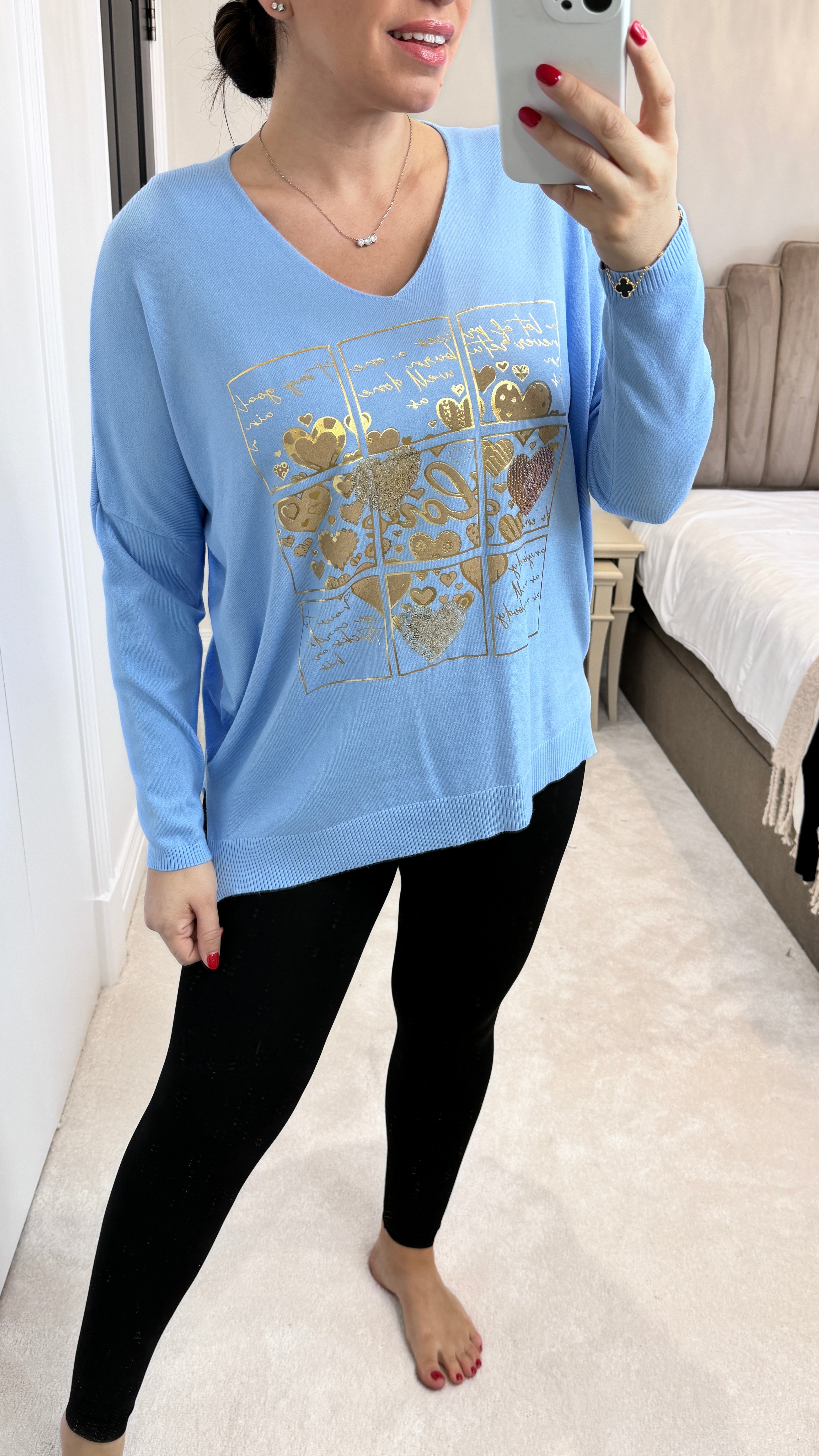 Demi 'Love' Metallic and Sequin Detail Fine Knit