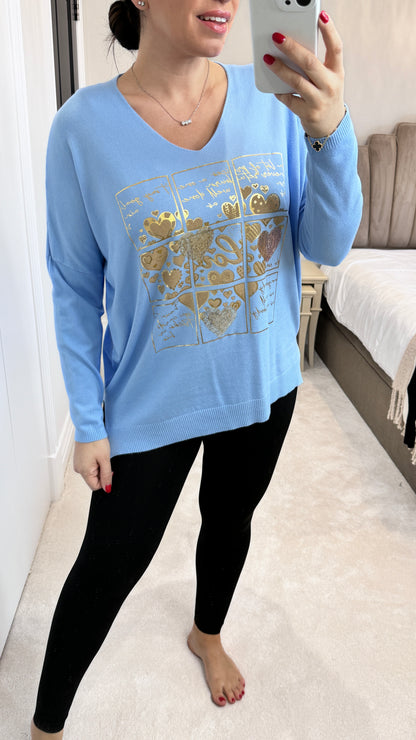 Demi 'Love' Metallic and Sequin Detail Fine Knit