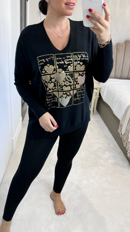 Demi 'Love' Metallic and Sequin Detail Fine Knit