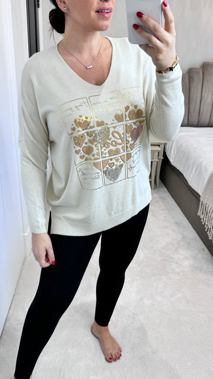 Demi 'Love' Metallic and Sequin Detail Fine Knit