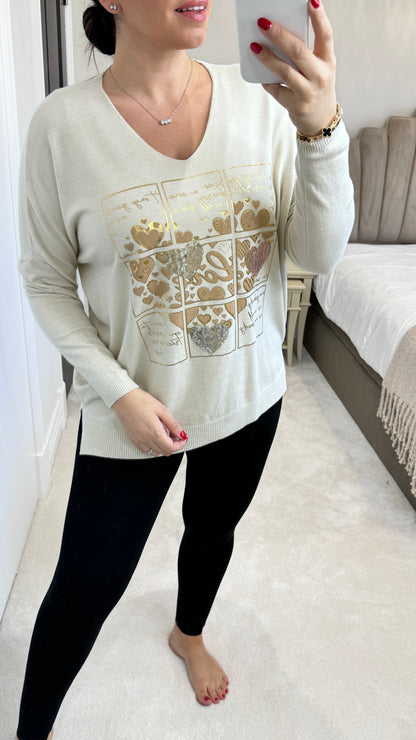 Demi 'Love' Metallic and Sequin Detail Fine Knit