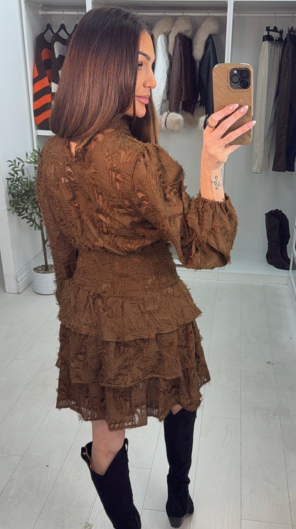 Kenia Textured Detail Shirred Waist Mini Dress