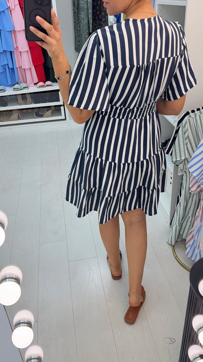 Loxley V Neck Striped Smock Dress